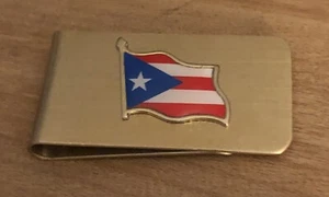 Puerto Rican Flag Gold Money Clip Great Gift In Box And Bag - Picture 1 of 6
