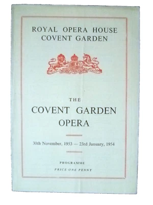 1954 Royal Opera House Covent Garden Opera-multi Programme Schedule - Image 1 of 2
