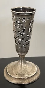 Antique Sterling Silver Bud Vase Holder w/Monogram “KCB IN MEMORIUM” 4.6” Tall - Picture 1 of 4