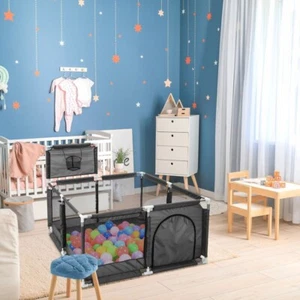 Large Playpen Portable Child Safety Yard Activity Center with Basketball Hoop - Picture 1 of 10