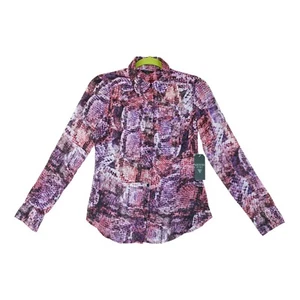 Nueva con etiquetas Guess Los Ángeles Blusa Mangas Largas Púrpura Botones Camisa Con Botones Precio de venta sugerido por el fabricante $79 - Imagen 1 de 7
