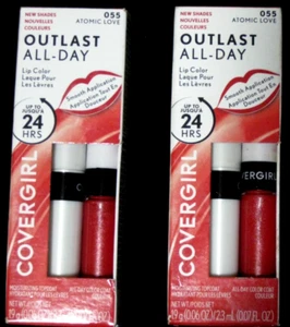#055 Atomic Love CoverGirl Outlast All-Day Lippenfarbe mit Decklack 2er Pack Neu im Karton - Bild 1 von 6