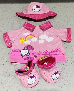 Build a Bear Hello Kitty Outfit Rain Coat Hat Wellies Boots Pink Set Raincoat - Picture 1 of 5