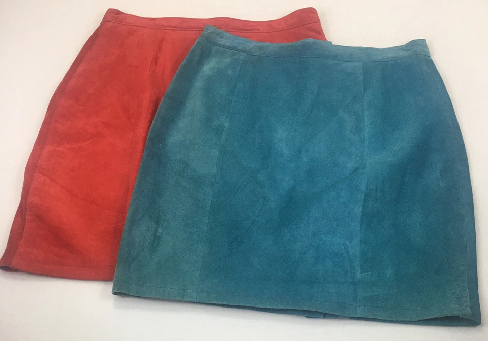 2 faldas forradas de cuero de colección Global Identity rojas y azul aguamarina para mujer talla 13/14 Foto 1 de 4
