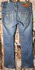True Religion Straight Jeans Size 32 (36x34) Leather Tag Medium Wash Flap Pocket