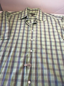 Johnston Murphy Short Sleeve Large Light Green Grey Print Shirt Cleaned - Picture 1 of 5