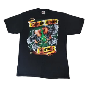 Vintage Tultex Mens T-Shirt X-Large Black Only The Strong Survive Graphic #1963 - Picture 1 of 12