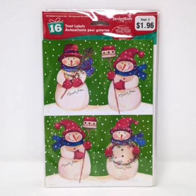 4 pegatinas de muñeco de nieve American Greetings DesignWare etiquetas para golosinas galletas de Navidad Foto 1 de 4