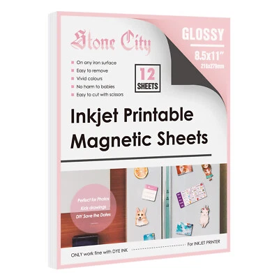 12 Sheets GLOSSY Printable Magnetic Photo Paper for Inkjet Laser Printers 8.5x11 - Image 1 of 4