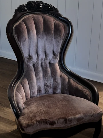 2 Antique Victorian Queen Anne Pink Velvet Chairs Cover