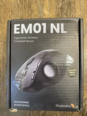 ProtoArc Wireless Trackball Mouse, EM01 NL Ergonomic Bluetooth Rollerball Thumb - Image 1 of 4