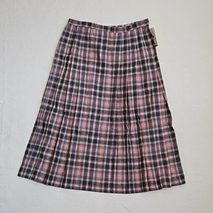 NWT Vintage Pendleton 100% Virgin Wool Midi Pleated Gray & Pink Skirt - Size 16 - Picture 1 of 9