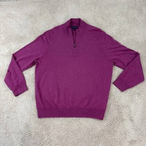 Brooks Brothers Sweater Mens Sz XL Purple Pink Long Sleeve Quarter Zip Pullover - Picture 1 of 14