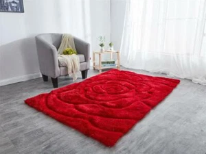 Teppiche Home 3D Rosen Design Glitzer Wohnzimmer Schlafzimmer Fußmatten/Teppiche schön rot - Bild 1 von 2