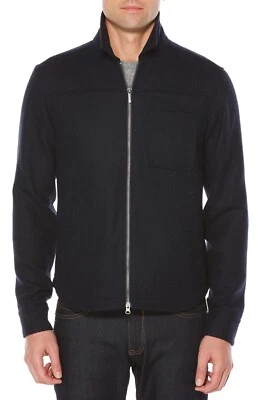 Chaqueta de lana tejida frontal con cremallera azul oscuro Penguin L17213 para hombre talla grande Foto 1 de 2