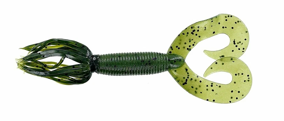 Gary Yamamoto Double Tail Hula Grub 4in Watermelon Black Flake 10pk