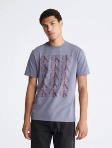 Calvin Klein Monogram Logo Graphic Crewneck T-Shirt Size Small Color Gray - Picture 1 of 5