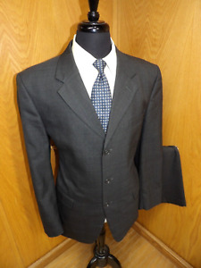 Jones New York Mens Suit 42r 34 X 30.5 Dark Gray Subtle plaid 100% Wool T#35