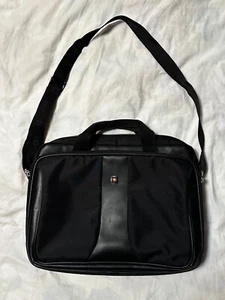 SWISS ARMY LAPTOP COMPUTER MESSENGER BAG WITH STRAP BLACK WENGER NYLON BUSINESS - Picture 1 of 11