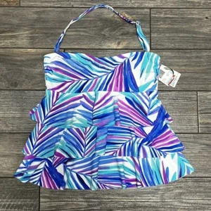 NWT Island Escape Bali Breeze Tiered Tankini Top Size 6 Blue Purple White Small - Picture 1 of 11