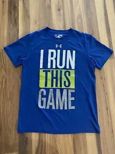 Under Armour T Shirt Boys Youth Size Medium Loose Fit Tee HeatGear Logo Tee EUC - Picture 1 of 3