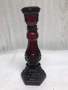 Vintage Avon Candle Holder Cologne Bottle Red Glass 1876 Cape Cod Empty - Picture 1 of 9