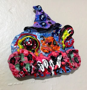 Original JUSTIN AERNI circa 2020 clay SCULPTURE dark art surreal : "WIZARD HEAD" - Picture 1 of 4