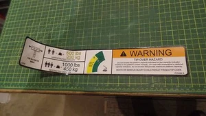 ADESIVO DECALCOMANIA ORIGINALE JLG PARTS 1705088B DOPPIA CAPACITÀ 500LB, 1705088 B, N.O.S - Foto 1 di 5