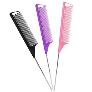 Rattenschwanzkämme Set: 3-teilig lang Stahl 3 Stück (1er Pack), lila|schwarz|rosa - Bild 1 von 3