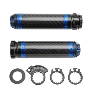 7/8"/22Mm Motorcycle Handle Bar Carcon Grips Universal Blue For Motorcycles - Picture 1 of 12