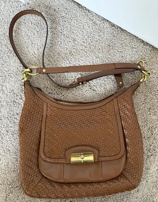 Coach Kristin Brown Woven Leather Tote Convertible Shoulder Bag Classic - Image 1 of 4