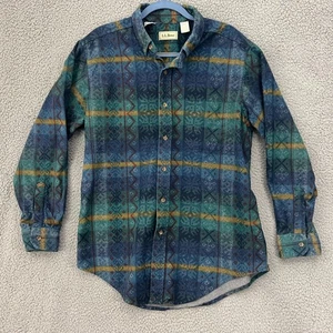 Vintage LL Bean Flannel Shirt Mens Large Southwest Tribal Aztec Heavy Made USA - Picture 1 of 10