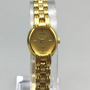 Pulsar Reloj Damas V810-X003 16mm Pulsera Vestido Tono Dorado Batería Nueva 6.75" - Imagen 1 de 15