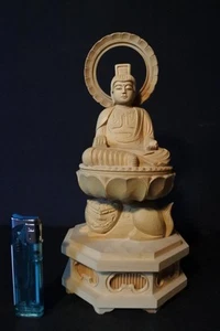 Long-Term Storage Item Manjusri Bodhisattva No. 2.5Octagonal Cypress Wooden Carv - Picture 1 of 9