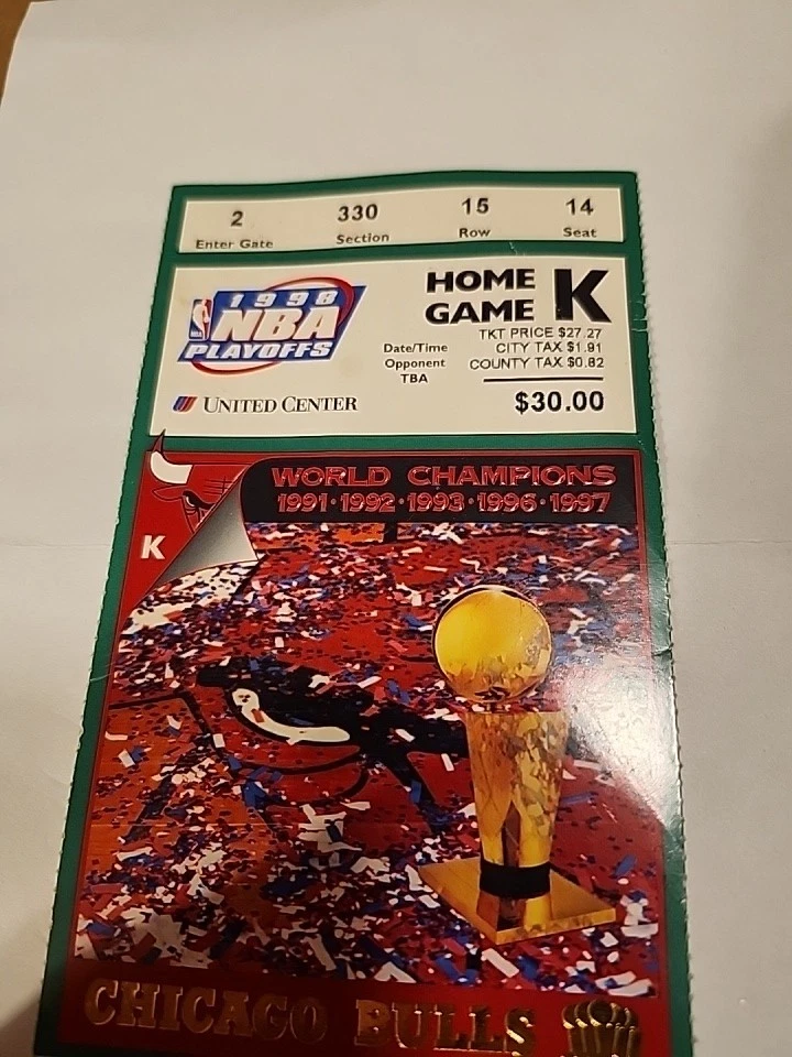 1998 Chicago Bulls Game 3 NBA Finals Ticket Stub vs Utah Jazz- Bulls 96 Utah 54. - Image 1 of 4