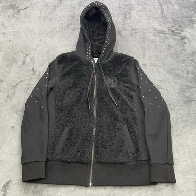 Harley Davidson Hoodie Womens Large Black Full Zip Sherpa Lined Hood Embroidered - Image 1 of 4