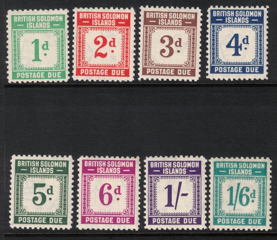 1940 Британские Соломоновы Острова Scott J1-8 как новые MH почтовые расходы - Изображение 1 из 1