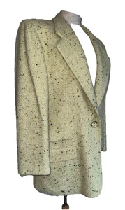 UMBERTO GINOCCHIETTI GREEN FLECK JACKET WOOL ANGORA PEARL BUTTON DETAIL SIZE L - Picture 1 of 12