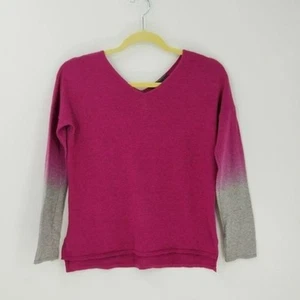 Vince Girls Dip Dye V-Neck Long Sleeve Pullover Sweater Pink Gray Size L / 12 - Picture 1 of 5