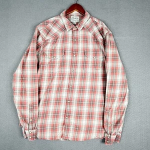 Lucky Brand Hemd Herren XL rot kariert Perlen Druckknopf Western Langarm weich - Bild 1 von 10