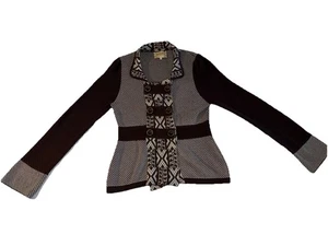 Lia Molly Sweater Womens SZ L Brown Cardigan Cotton Wool Blend Anthropologie - Picture 1 of 18