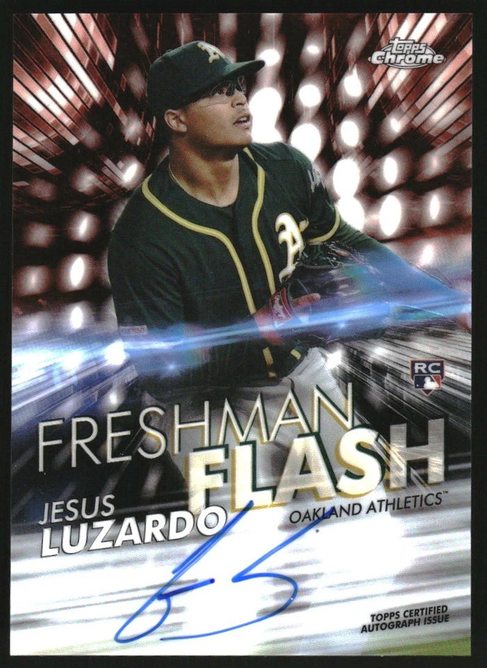 2020 Topps Chrome Freshman Flash Autos Orange Refractor #FFAJL Jesus Luzardo /25 - Image 1 of 2
