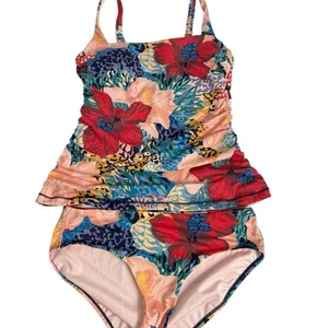 Athleta Floral Tankini 2-Teiler Badeanzug RN54023 — 34B/C - Bild 1 von 12