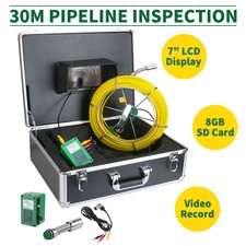 7' LCD Monitor Pipeline Drain Inspection Camera Sewer 30M Cable DVR 8GB SD Card