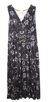 VESTIDO DE SOL LIZ LONG TEJIDO Damas Talla XL Negro Blanco Estampado Sin Mangas Largo Foto 1 de 4