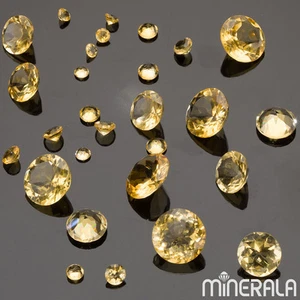 [WHOLESALE] NATURAL YELLOW CITRINE GEMSTONE 1.4mm-12mm FACETED ROUND WP000A0 - Picture 1 of 3