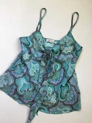 IZ Byer California Y2K Paisley Tunic Top Boho Sz L Read - Image 1 of 4