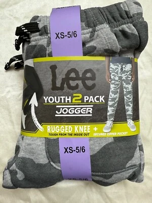 Lee молодежи 2-Pack флис бегун усиленный колена черный + камуфляж размер XS (5-6) новый с Ярлыками - Изображение 1 из 4