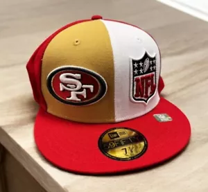 Cappello aderente New Era San Francisco 49ers NFL Saloon anni 90 logo marrone 59Fifty taglia 7 7/8 - Foto 1 di 8