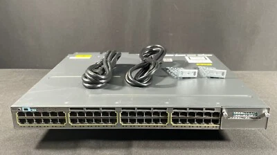 Cisco WS-C3750X-48PF-L 48 Port PoE Gigabit Switch / 2x AC- Same Day Shipping - Image 1 of 4